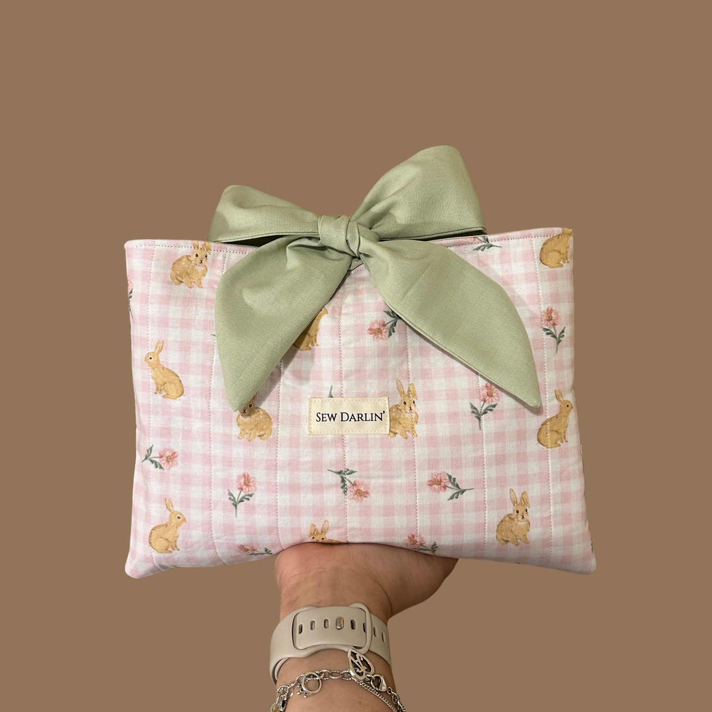 Rabbit Plaid Book Sleeve