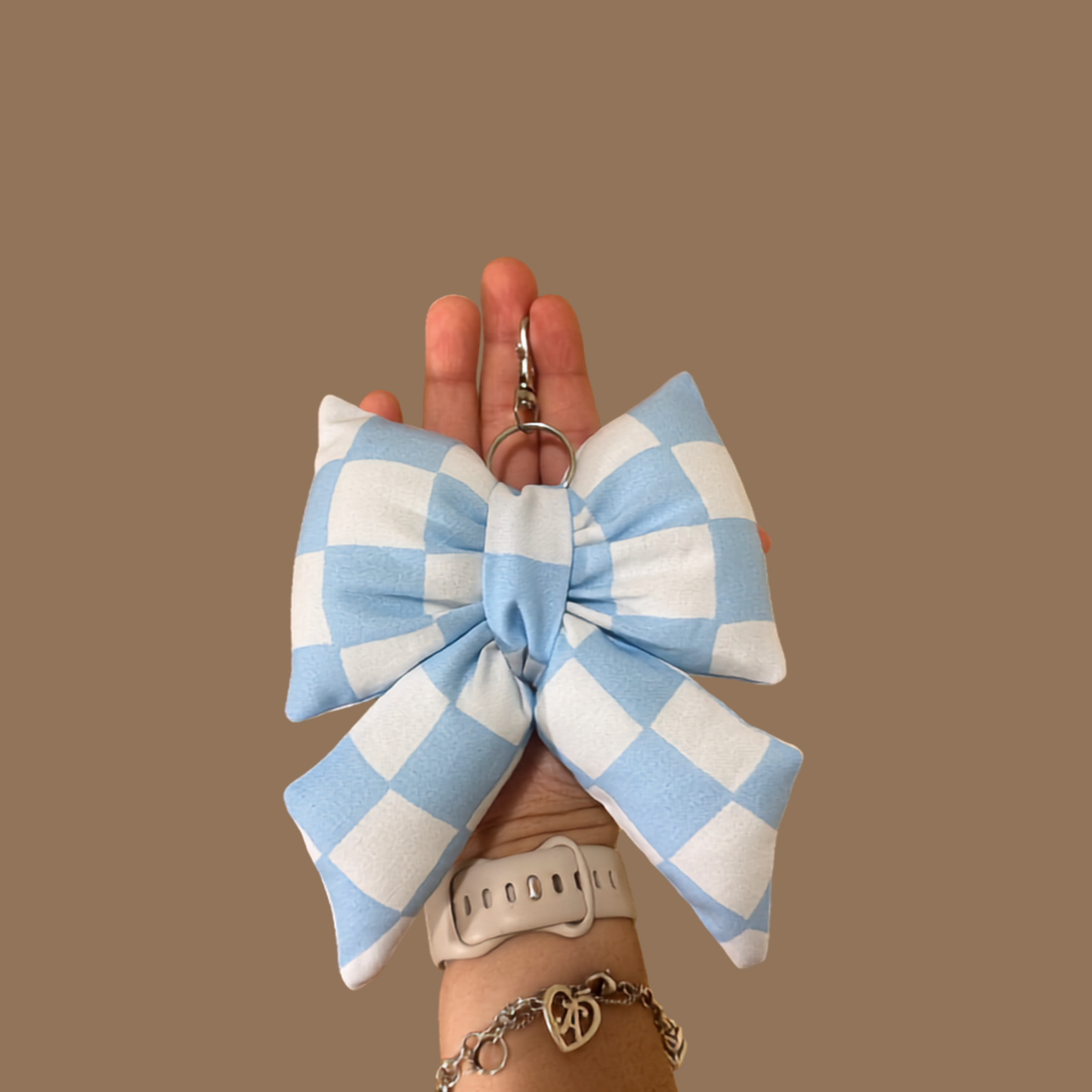 Blue Checkered Bag Charm